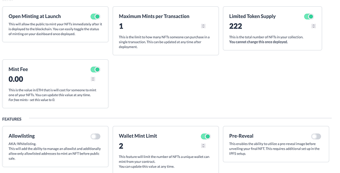 Smart contract features