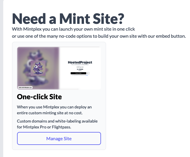Mintplex hosted site